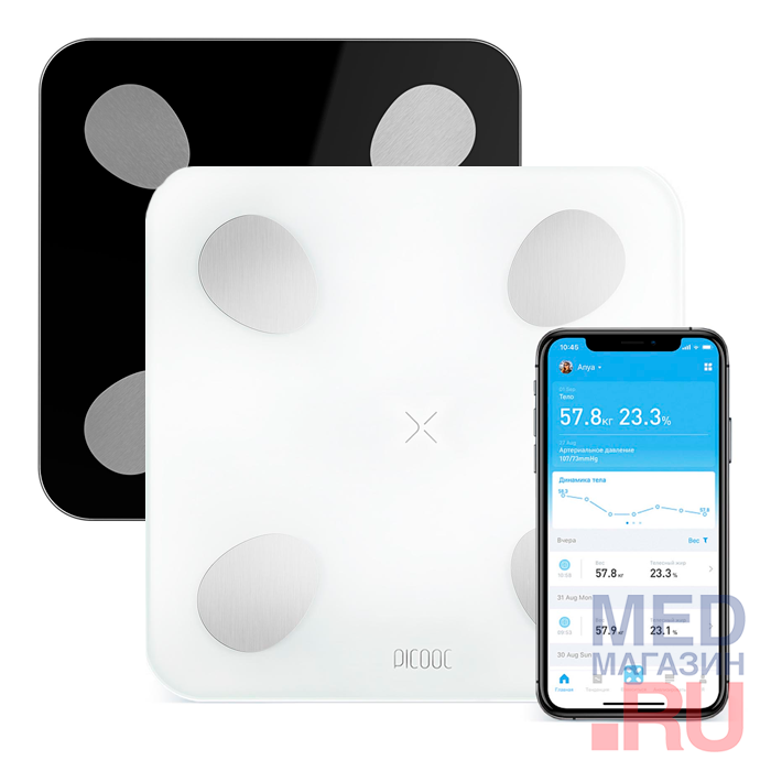 Умные весы Picooc Mini Lite (Bluetooth, 26х26 см), черные