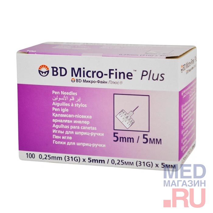 

Иглы BD Micro-Fine Plus 31G(0.25x5.0мм)